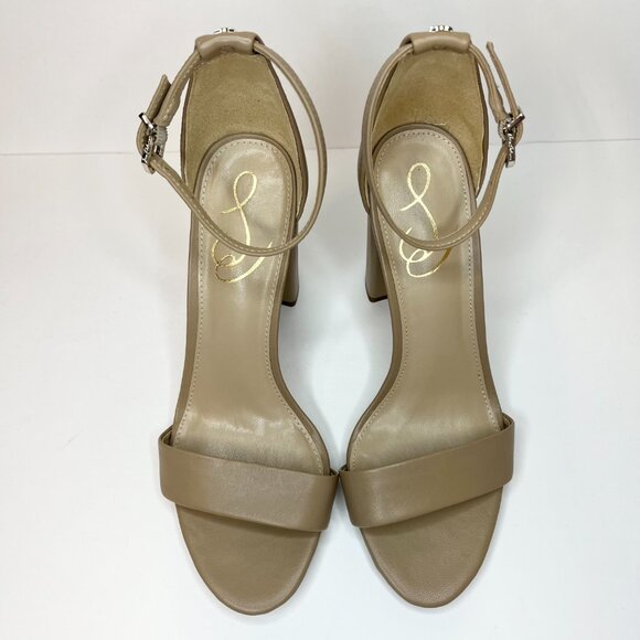 Sam Edelman Yaro Size 7 Classic Nude Ankle Strap Sandal Heel - Picture 4 of 8